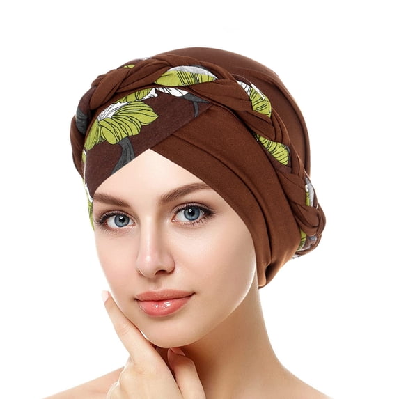 LEKODE Womens Turbans Pirate Hat fabric headbands satin skull cap head cover tie headband for Men and Women bandanas for women hair wrap bandana scarf cap headband sweat band Coffee One Size