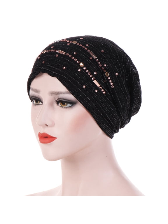Womens Turbans cap headband for Men and Women hair wrap hair scarf bandana scarf satin skull cap Bandana Head Wrap sweat rag tie headband hair scarf lace bandana Sweat Wicking Black One Size