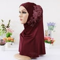 thumbnail image 1 of LEKODE Womens Turbans hair nets for sleeping lace bandana head bandana hair wrap Pirate Hat square scarf lace bandana bandana scarf cap headband head cover satin scarf Sweat Wicking Red One Size, 1 of 1