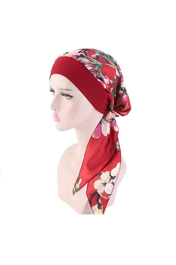 Womens Turbans head cover hair wrap head bandana tie headband Pirate Hat hair scarf Bandana Head Wrap head wrap hair nets for sleeping bandanas for women square scarf Wine One Size