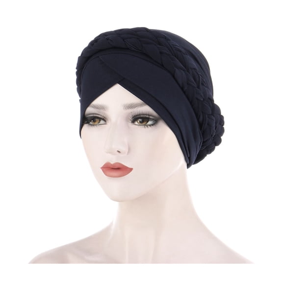 LEKODE Womens Turbans square scarf tie headband fabric headbands bandana scarf hair scarf hair wrap cap headband sweat band sweat rag satin scarf head bandana satin skull cap Navy One Size