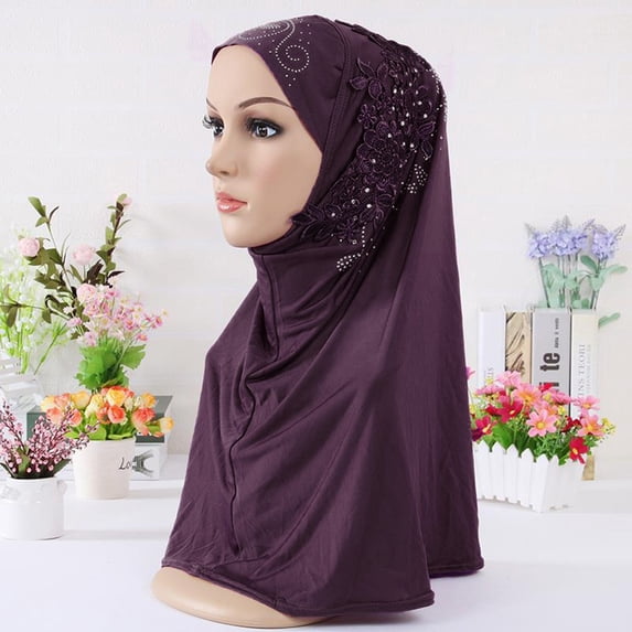 LEKODE Womens Turbans sweat band fabric headbands hair nets for sleeping Sweat Wicking satin skull cap satin scarf lace bandana Bandana Head Wrap hair wrap head bandana bandana scarf Purple One Size