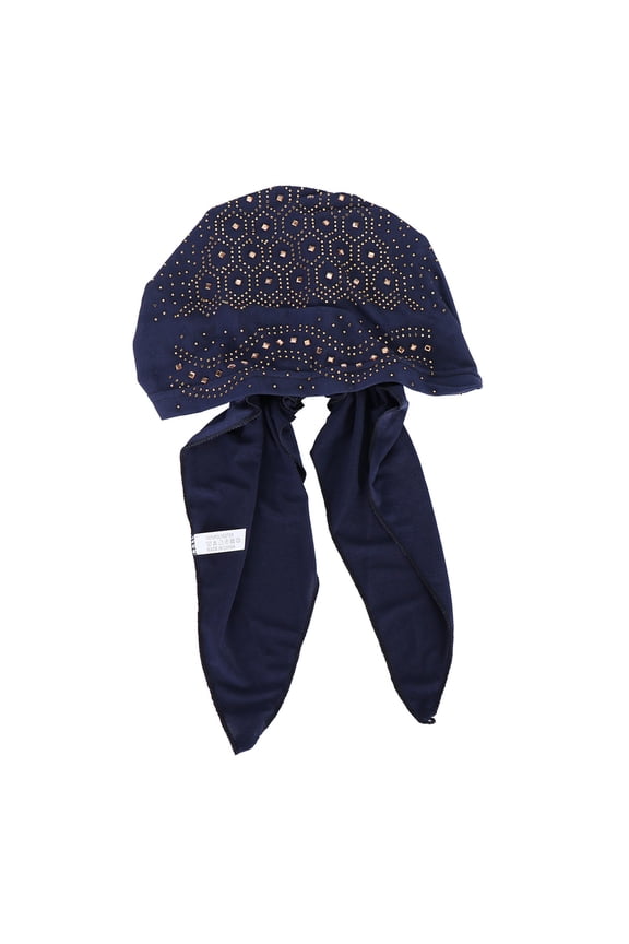 Womens Turbans tie headband hair wrap head bandana for Men and Women silk head scarf lace bandana satin skull cap bandana scarf head wrap hair scarf head cover lace bandana Navy One Size