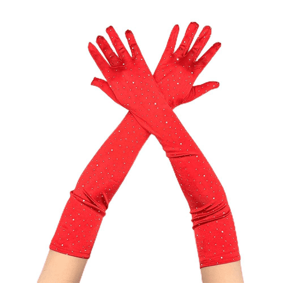 LEKODE Womens Winter Gloves Opera Gloves Thermal Gloves for Women Tea Gloves for Women Tea Party Wedding Gloves Women Mardi Gras Accessories Red One Size