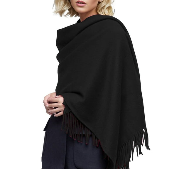 LEKODE Wool Shawl Long Shawl Wool Scarf Shawl Sweater for Women Womens Shawl Womens Scarves Womens Scarf Black One Size