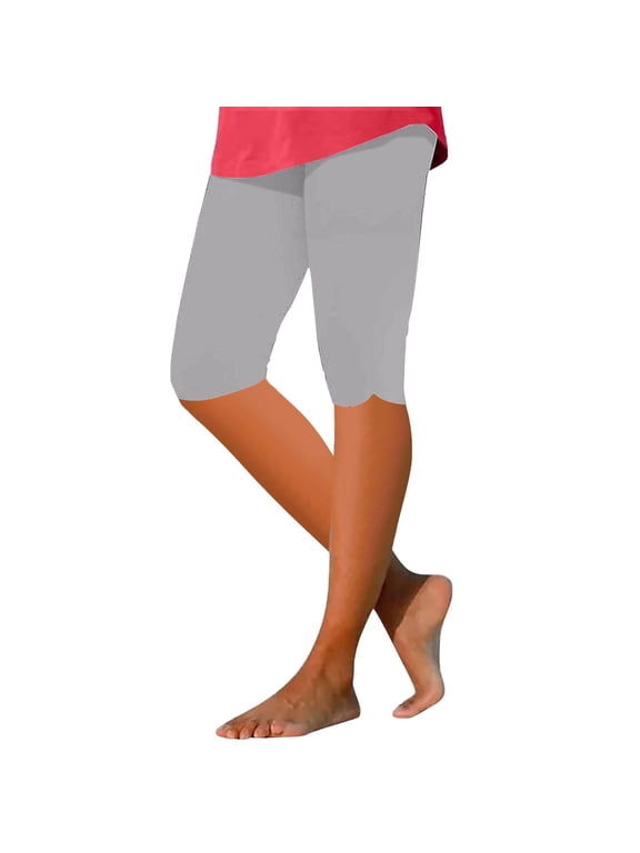 Yoga Pants for Women's Capri Yoga Pants Workout Shorts for Women High Waisted Leggings with Pockets Curve Leggings Fitness Clothing Twerk Shorts Capri Leggings Cotton Gray L