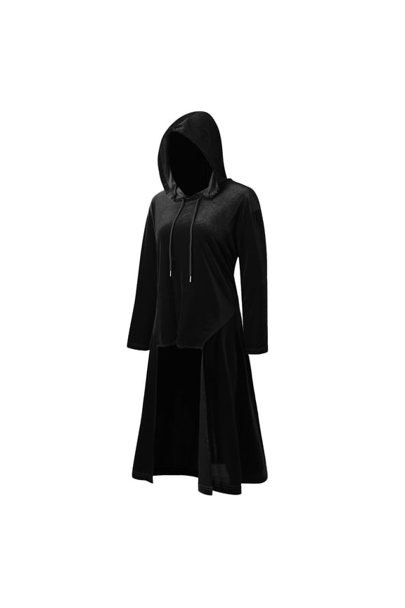 cloak with sleeves renaissance cloak cloak with hood women adult capes Fashion Tops Vintage Size Womens Sweater Blouse High Plus Cloak Hooded Low Women's Golden Blouse Black M
