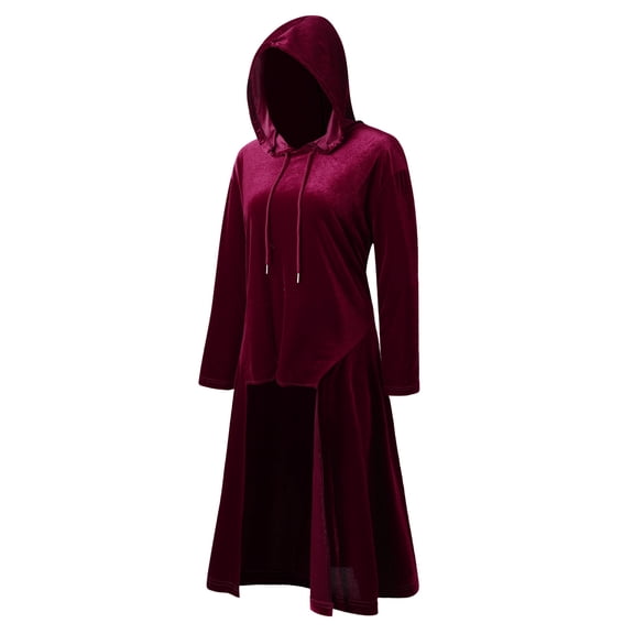 LEKODE cloak with sleeves renaissance cloak cloak with hood women adult capes Fashion Tops Vintage Size Womens Sweater Blouse High Plus Cloak Hooded Low Women's Golden Blouse XL