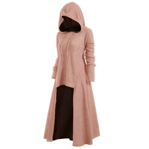 LEKODE cloak with sleeves renaissance cloak medieval cloak christmas cape Womens Fashion Hooded Plus Size Vintage Cloak High Low Sweater Blouse Tops Pink 4XL