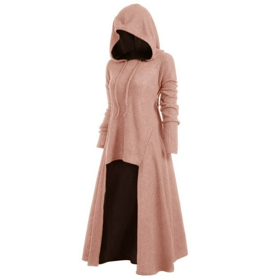 LEKODE cloak with sleeves renaissance cloak medieval cloak christmas cape Womens Fashion Hooded Plus Size Vintage Cloak High Low Sweater Blouse Tops Pink 5XL