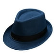 thumbnail image 1 of LEKODE fedora hats for men men's fedora hats Wide Brim Fedora Hats church hats vintage hats Vintage Trendy wedding hats Lightweight Packable bowler hat Chic and Stylish Gangster Hat Blue One Size, 1 of 3