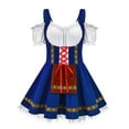 thumbnail image 1 of LEKODE oktoberfest outfits women dirndl dress Bavarian Dress tracht dress Germany Oktoberfest Womens Vintage Dress Short Sleeve Dress Stage Performance Dress Blue L, 1 of 4