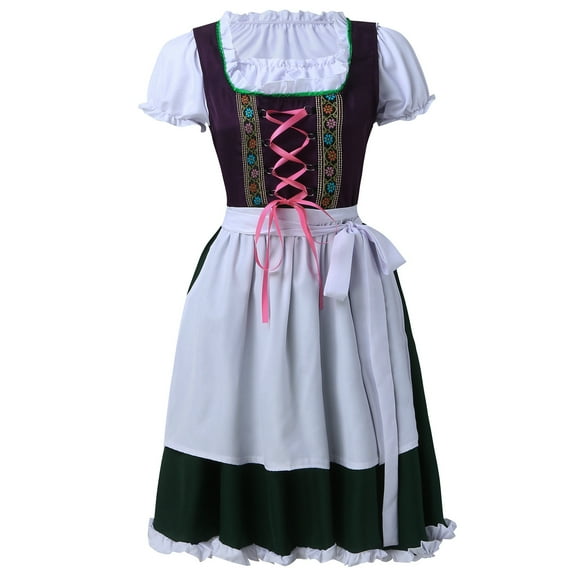 LEKODE oktoberfest outfits women dirndl dress Bavarian Dress tracht dress Oktoberfest Outfits Dirndl Dress Traditional Festival Lady Purple S
