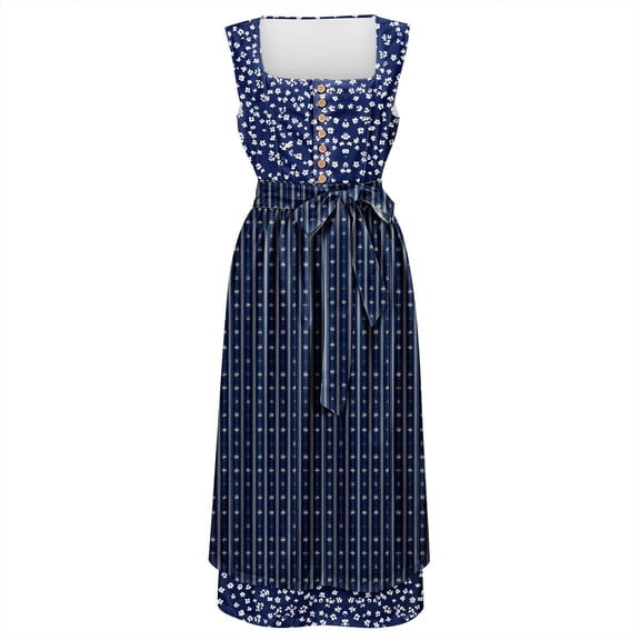 LEKODE oktoberfest outfits women dirndl dress Bavarian Dress tracht dress Women's Clothing Dirndl Dress Traditional Women's Casual Dress Two Piece Set Navy XL