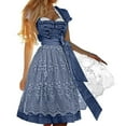 thumbnail image 1 of LEKODE oktoberfest outfits women dirndl dress Bavarian Dress tracht dress Womens Dress Germany Short Sleeve Dirndlbluse Blouse Dress Stage Performance Dress Dark Blue L, 1 of 8