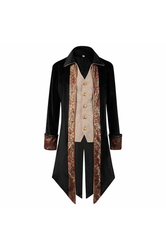 steampunk costume for woman vintage jacket Pirate Jacket Gothic Tailcoat Men's Steam Punk Medieval Tuxedo Gothic Frock Jacket Black 3XL