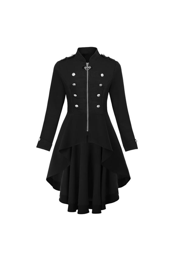 steampunk costume for woman vintage jacket Pirate Jacket Gothic Tailcoat Womens Steampunk Jacket Tailcoat Blazer Buttons Decorated Flowy Black 3XL
