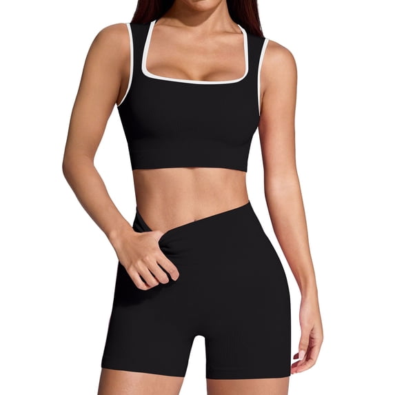 LEKODE workout sets for women shorts set clothes for women yoga outfits 2 piece set cute athletic sets matching pilates set H Dark Gray L