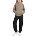 thumbnail image 1 of LEKWK 2-Piece Sweatsuit Set for Kids Unisex Solid Pullover Hoodie Sweatshirt Jogger Pants Fleece Lined Tracksuit Winter Warm Activewear Fit, 1 of 5