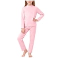 thumbnail image 1 of LEKWK 2-Piece Thermal Underwear Set for Little Girls Mock Neck Long Sleeve Top Leggings Winter Base Layer Warm Fleece Lined Sleepwear Snug Fit, 1 of 7