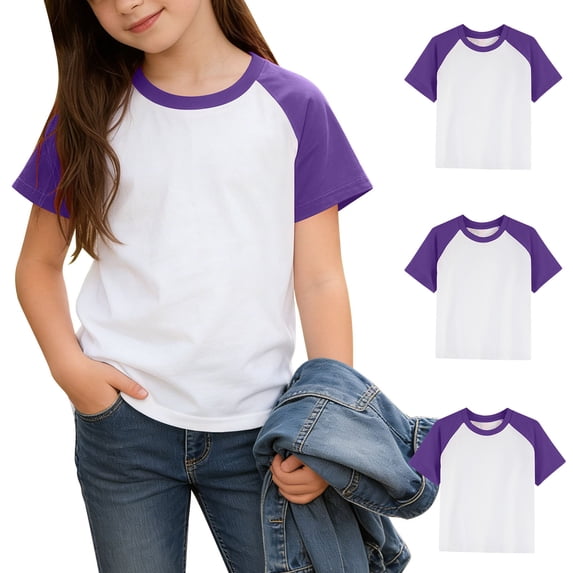 LEKWK 3 Piece Toddler T Shirts for Boys and Girls Raglan Short Sleeve Baseball Shirts Loose Fit Crewneck Comfy T-Shirts Fashion Athletic Casual Basic Tee