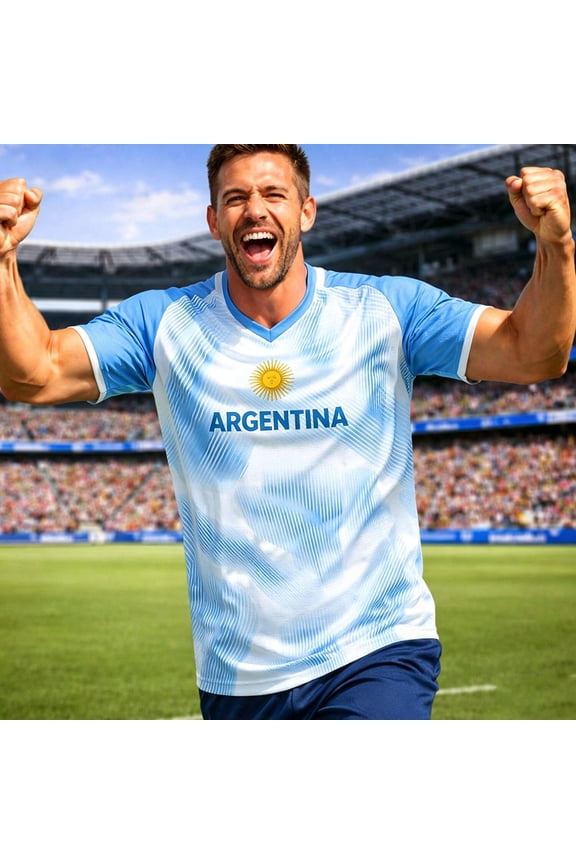 Argentina Jersey Men Quick-Dry Short Sleeve Graphic T-Shirt Breathable Loose Fit Comfy Workout Shirts for Football Fan Jersey Soccer Athletic