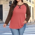 thumbnail image 1 of LEKWK Athletic Tops for Women Regular Fit Crew Neck Long Sleeve Shirts Regular Fit Brown Raglan Sleeve Athletic Shirts & Tees Contrast Baseball Style WorkoutTraining Outfits, 1 of 6