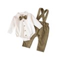 thumbnail image 1 of LEKWK Baby Boys Gentleman Suit Set Long Sleeve Shirt with Bowtie and Corduroy Suspender Pants formal Wedding Birthday Party Outfit, 1 of 9