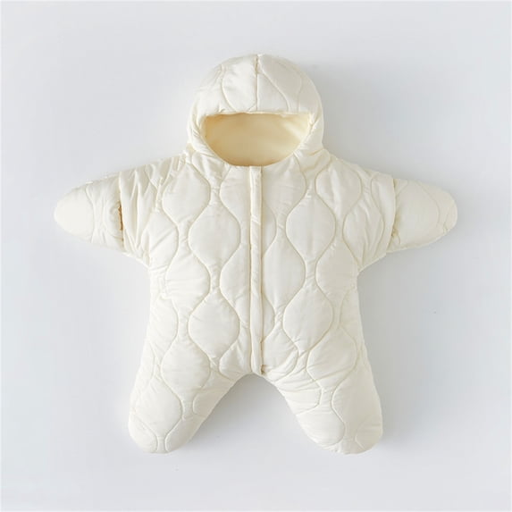 LEKWK Baby Starfish Onesie Thick Fleece Starfish Newborn Sleeping Bag Infant Footie Jumpsuit Winter Warm Outfits Cute Lounge Casual Home Pajama Bag 3-9M