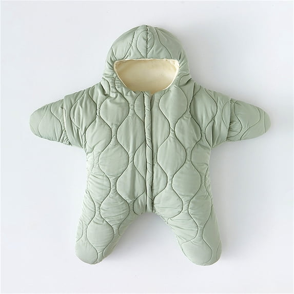 LEKWK Baby Starfish Onesie Thick Fleece Starfish Newborn Sleeping Bag Infant Footie Jumpsuit Winter Warm Outfits Cute Lounge Casual Home Pajama Bag 3-9M