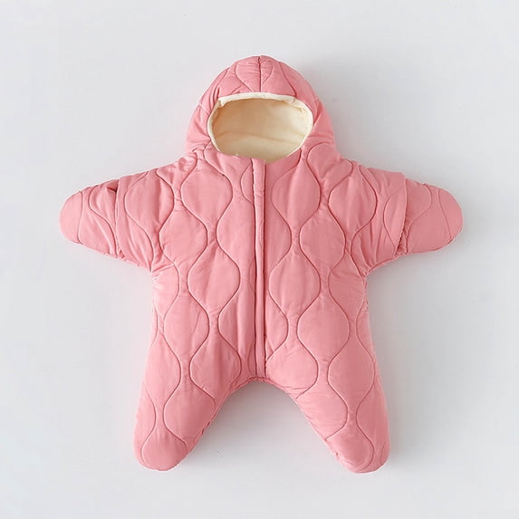 LEKWK Baby Starfish Onesie Thick Fleece Starfish Newborn Sleeping Bag Infant Footie Jumpsuit Winter Warm Outfits Cute Lounge Casual Home Pajama Bag 3-9M