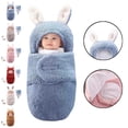 thumbnail image 1 of LEKWK Baby Swaddle Blanket with Hood Warm Baby Thermal Sleeping Sack 3D Cartoon Rabbit Ear Cute Loungewear Newborn Winter Thermal Receiving Blanket 0-6M, 1 of 5