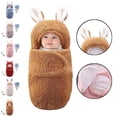 thumbnail image 1 of LEKWK Baby Swaddle Blanket with Hood Warm Baby Thermal Sleeping Sack 3D Cartoon Rabbit Ear Cute Loungewear Newborn Winter Thermal Receiving Blanket 0-6M, 1 of 5