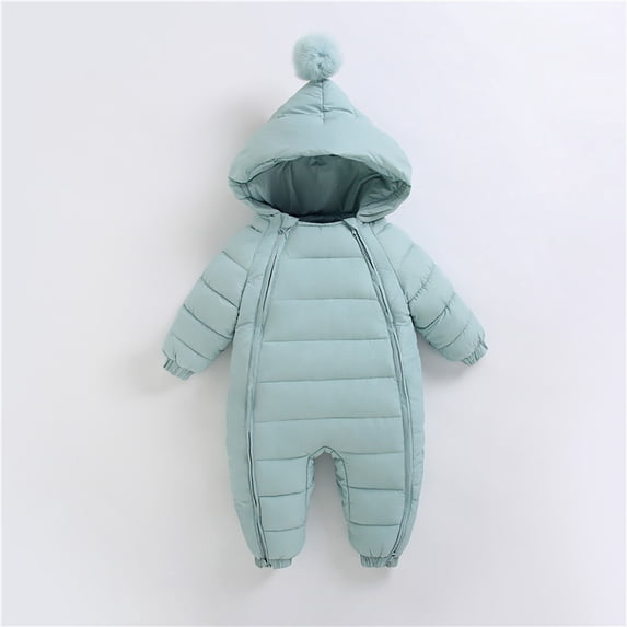 LEKWK Baby Warm Snowsuit Newborn Infant Winter Jumpsuit Hooded Zipper Romper Thermal Thick Coverall Sleep Bag Outdoor Travel Cold Weather Playwear 0-30M