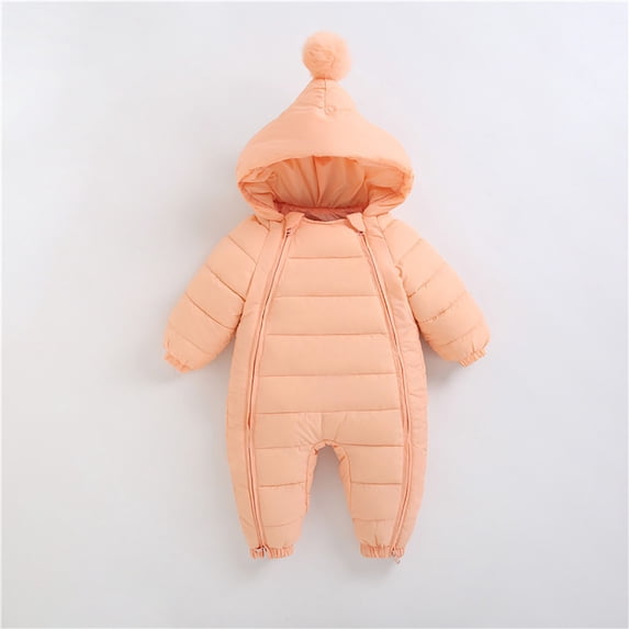 LEKWK Baby Warm Snowsuit Newborn Infant Winter Jumpsuit Hooded Zipper Romper Thermal Thick Coverall Sleep Bag Outdoor Travel Cold Weather Playwear 0-30M