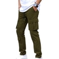 thumbnail image 1 of LEKWK Baggy Cargo Pants Men Slim Fit Durable Workwear Fabric Multi Pocket Detail Cargo Work Pants Adjustable Drawstring Elastic Waist Work Pants Outfits, 1 of 5