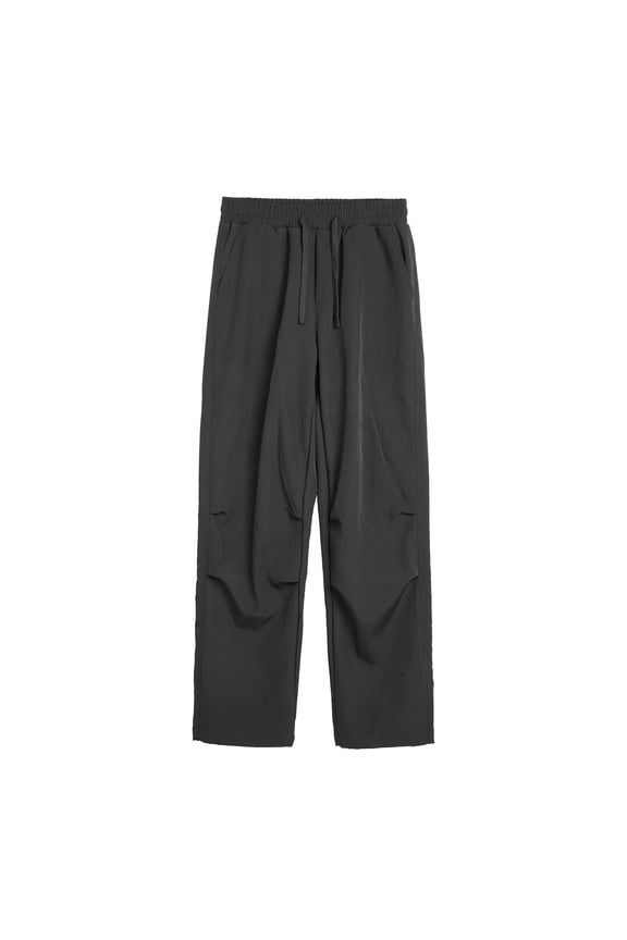 Baggy Pants for Men Loose Fit Breathable Tech Fabric Wide Leg Pants Elastic Drawstring Waist Cargo Pants for Men Outdoor Casual Daily Wear