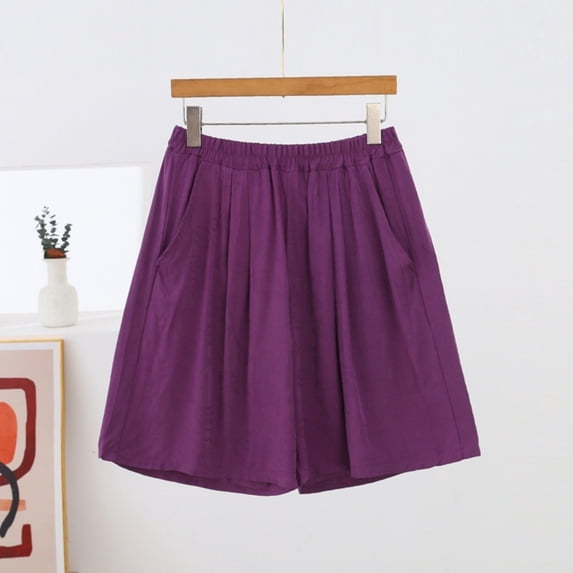 LEKWK Bermuda Shorts for Women Plus Size High Waisted Baggy Wide Leg Shorts Knee Length Loose Fit Long Shorts with Pockets Summer Beach Vacation Daily Wear