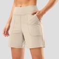thumbnail image 1 of LEKWK Bermuda Shorts for Women High Waisted Casual Long Shorts Stretchy Solid Wide Leg Yoga Shorts with Pockets Summer Workout Daily Wear, 1 of 9