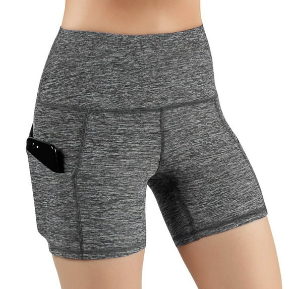 LEKWK Biker Shorts Women with Pockets High Waisted Tummy Control Yoga Shorts Butt Lifting Slim Fit Stretch Running Shorts for Athletic Gym Workout