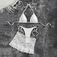 thumbnail image 1 of LEKWK Bikini Sets for Women Halter Lace Triangle Thong String Tie Side Bathing Suits with Ruffle Cover Up Skirt 3 Piece Swimsuits Beach Vacation Resort Wear, 1 of 5
