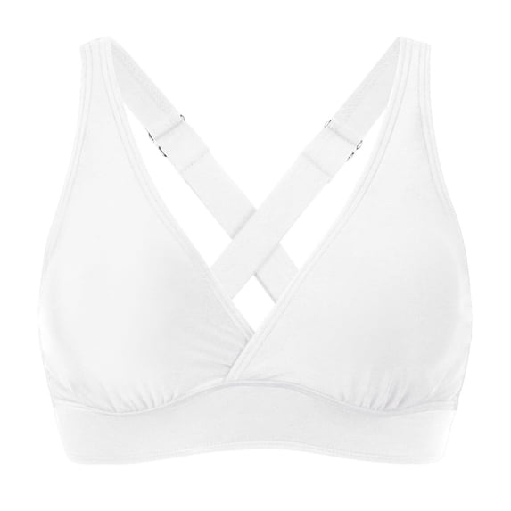 LEKWK Bikini Tops for Women Push Up Criss Cross Back Swim Top V Neck Supportive Sports Bra Swimwear Summer Beach Pool Party Bathing Suit Top
