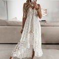 thumbnail image 1 of LEKWK Boho Dresses for Women V Neck Sleeveless Lace Maxi Dress Embroidery Tassel Flowy Long Dress Summer Beach Wedding Guest Dress Party outfits, 1 of 5