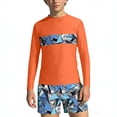 thumbnail image 1 of LEKWK Boy Swim Set 2 Piece Long Sleeve Quick Dry Rash Guard Bathing Suit UPF 50+ Crew Neck Swimsuit with Shorts Summer Vacation Beachwear Size 3-14, 1 of 7