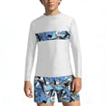 thumbnail image 1 of LEKWK Boy Swim Set 2 Piece Long Sleeve Quick Dry Rash Guard Bathing Suit UPF 50+ Crew Neck Swimsuit with Shorts Summer Vacation Beachwear Size 3-14, 1 of 7