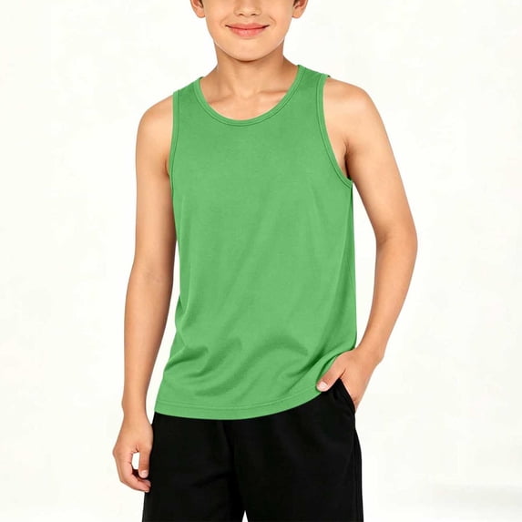 LEKWK Boys Athletic Tank Tops Sleeveless Performance Undershirt Loose Fit Comfy Training Workout Shirts Summer Fashion Running Gym Playwear