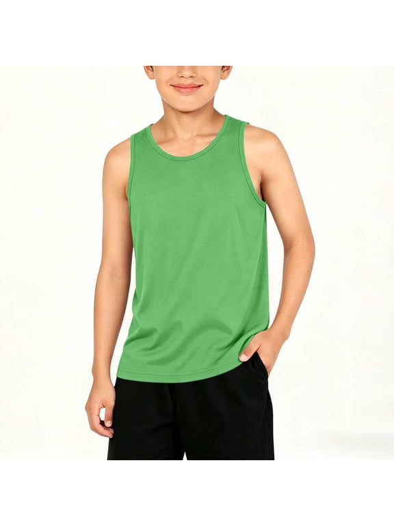 Boys Athletic Tank Tops Sleeveless Performance Undershirt Loose Fit Comfy Training Workout Shirts Summer Fashion Running Gym Playwear
