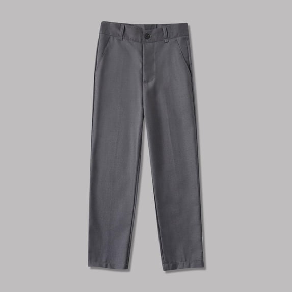 LEKWK Boys Dress Pants Teen High Waist Relaxed Fit School Uniform Loose Fit Casual Straight Leg Formal Trousers Back to School Wedding Dresswear 3-16Y