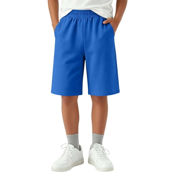LEKWK Boys Girls Athletic Shorts Baggy Elastic Waist Casual Bermuda Shorts Kids Knee Length Wide Leg Workout Bottoms Summer Running Gym Playwear 1-15Y