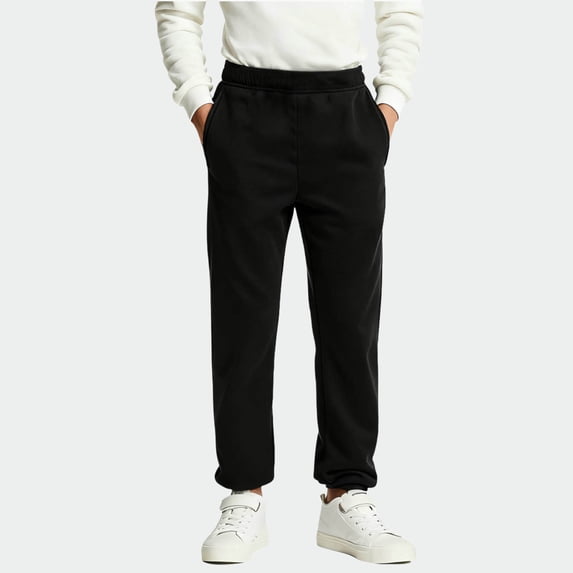 LEKWK Boys Girls Heavyweight Fleece Sweatpants Youth Baggy Elastic Waist Casual Workout Joggers Loose Lounge Warm Track Pants Winter Outdoor Activewear 2-13Y